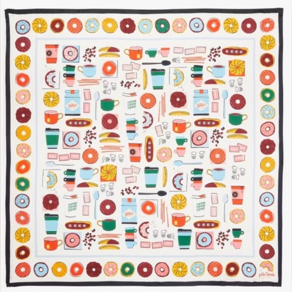 KATE SPADE Coffee Shop Silk Square Scarf KS1004270